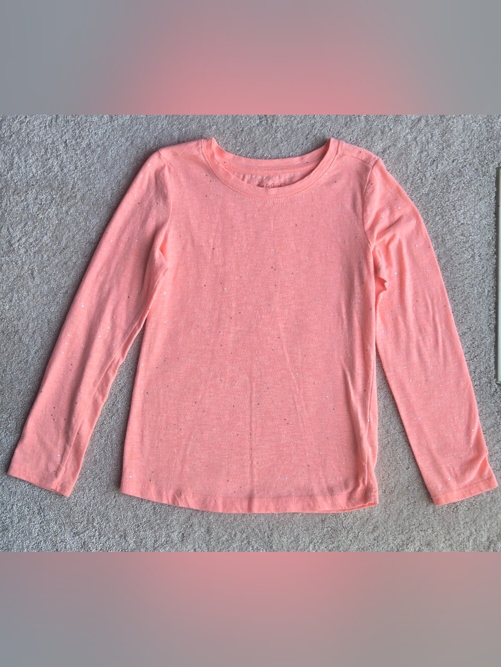 Cat & Jack Girls' Long Sleeve Glitter Tee - Peach Pink